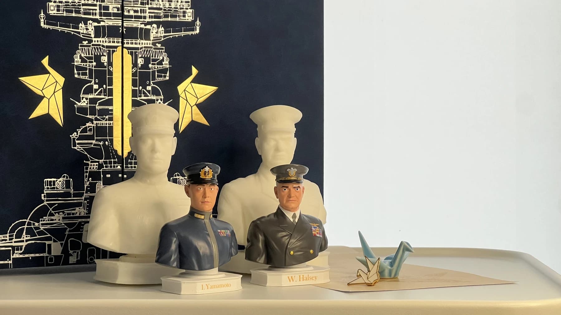 Resin high-end admiral figures: Yamamoto, Halsey and Yamato art book